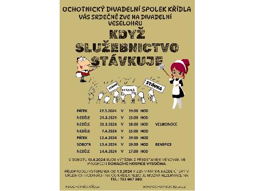 Aktualita - Obrázek - Když služebnictvo stávkuje - divadlo Křídla, rozpis březen a duben